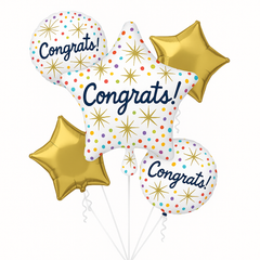 Congrats Confetti Foil Balloon Bouquet - 5 Piece Set