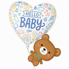 Sweet Baby Bear & Heart Foil Super Shape Balloon