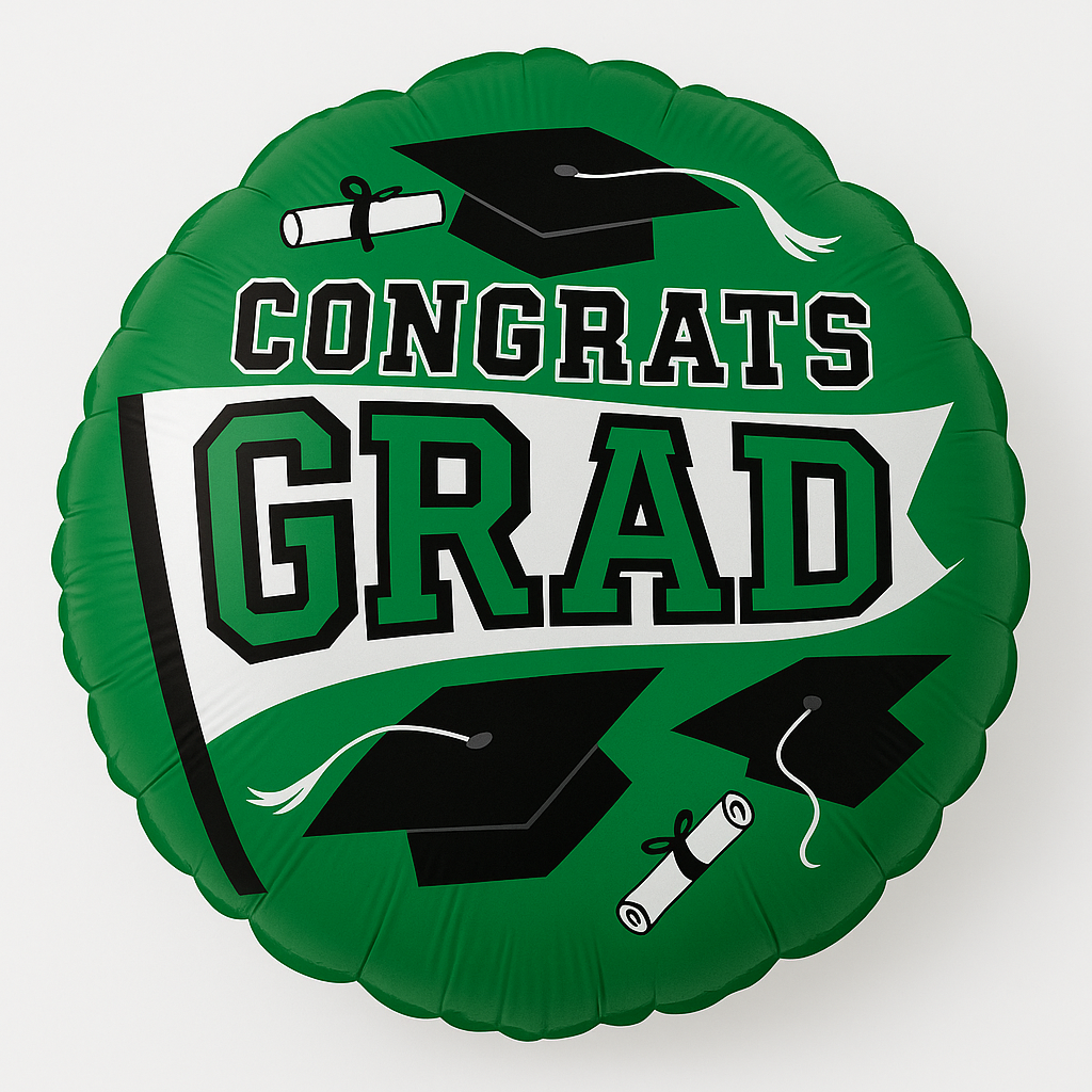 Festive Green "Be True to School" Graduation Foil Balloon