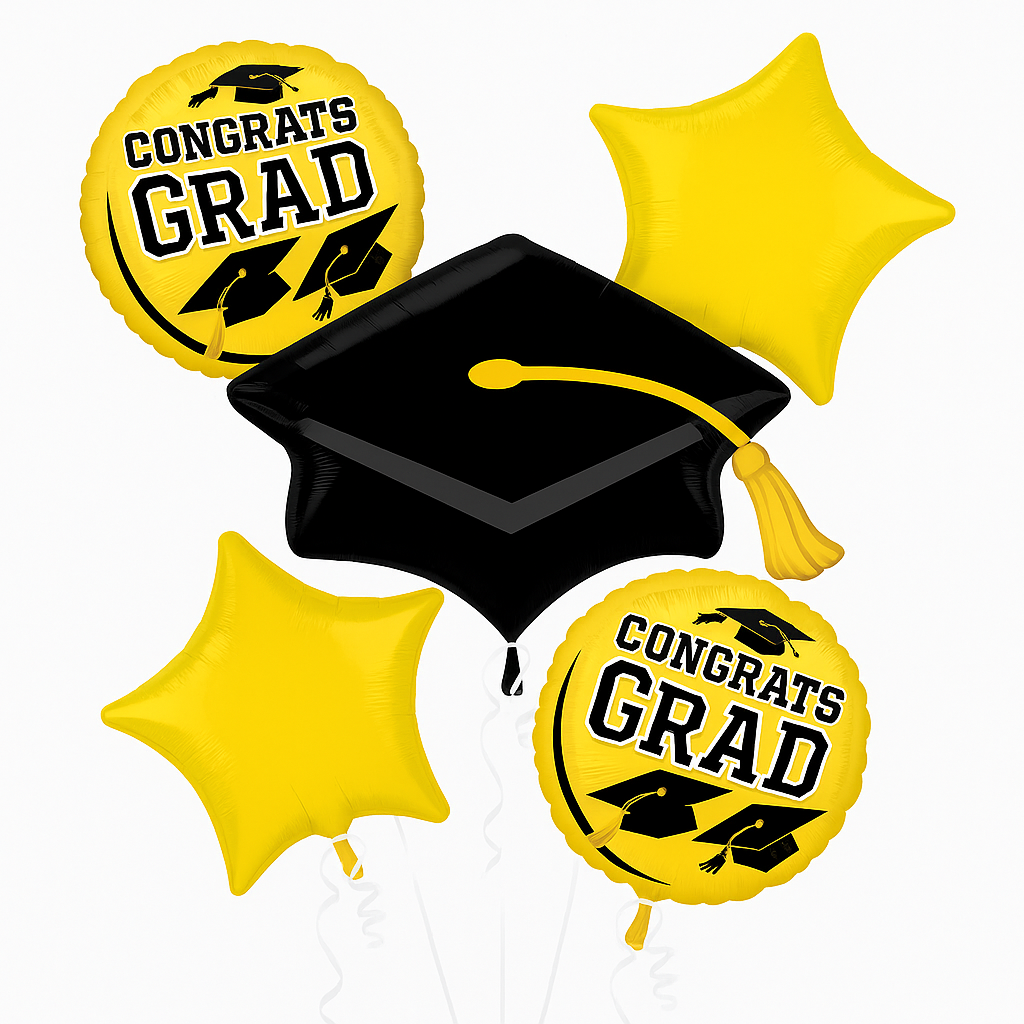 Be True to Your School Yellow Graduation Foil Balloon Bouquet