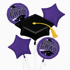 True To Your School Graduation Foil Balloon Bouquet - Purple