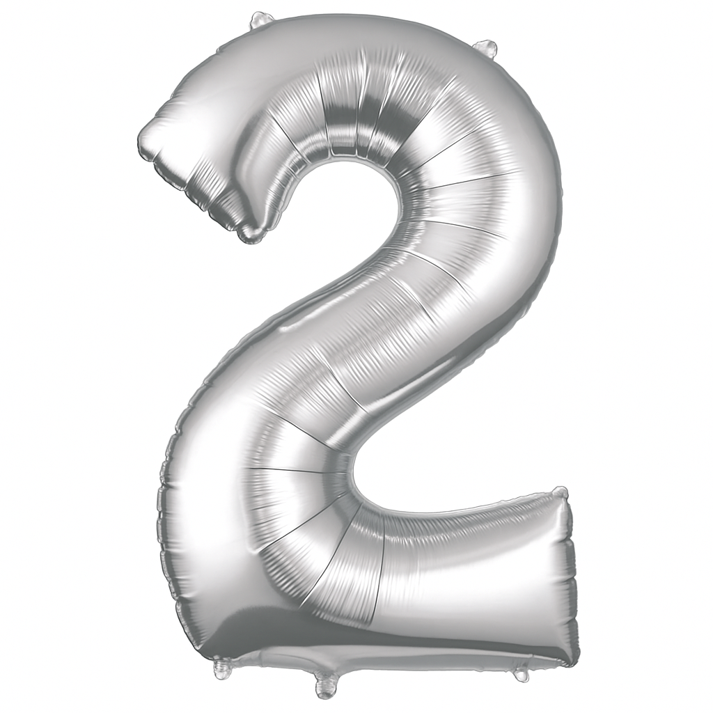 Silver Number 2 Foil Supershape Balloon