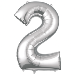 Silver Number 2 Foil Supershape Balloon