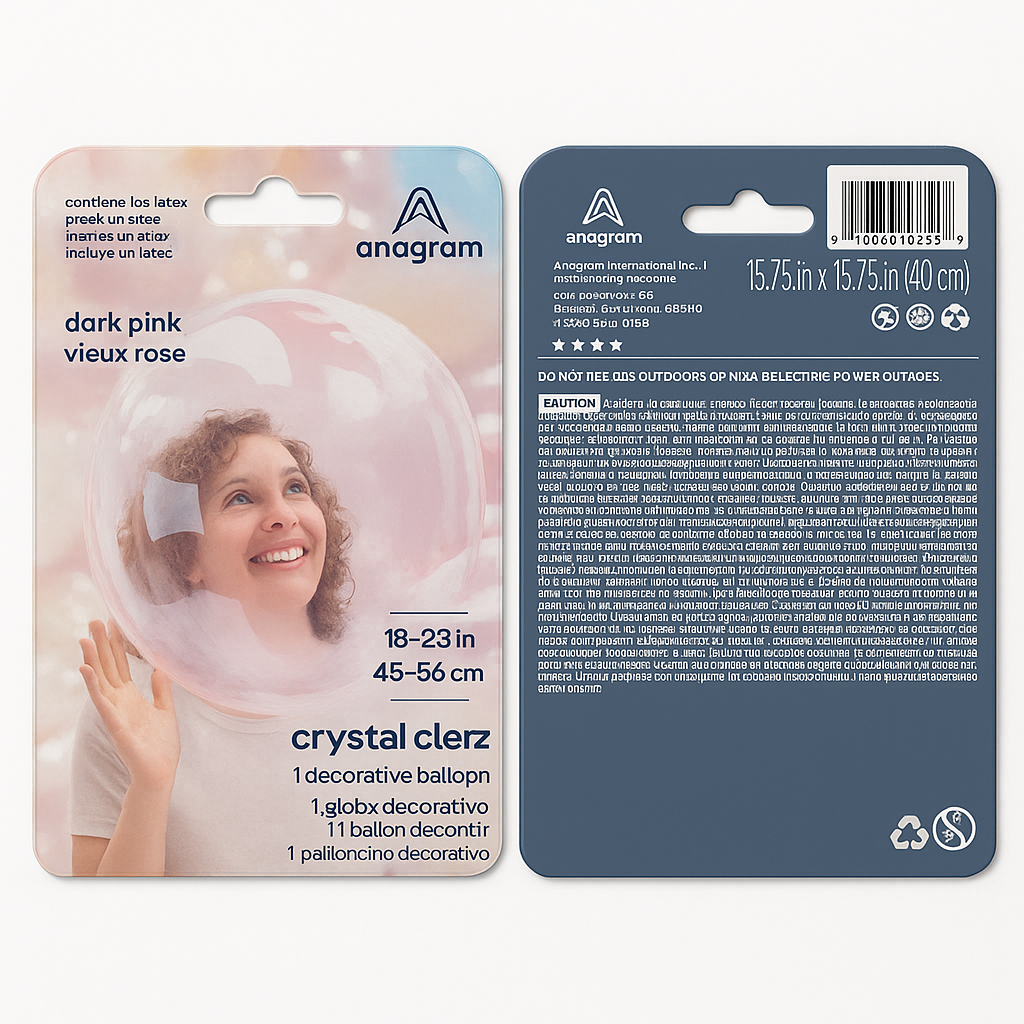 Crystal Clearz Dark Pink Foil Balloon