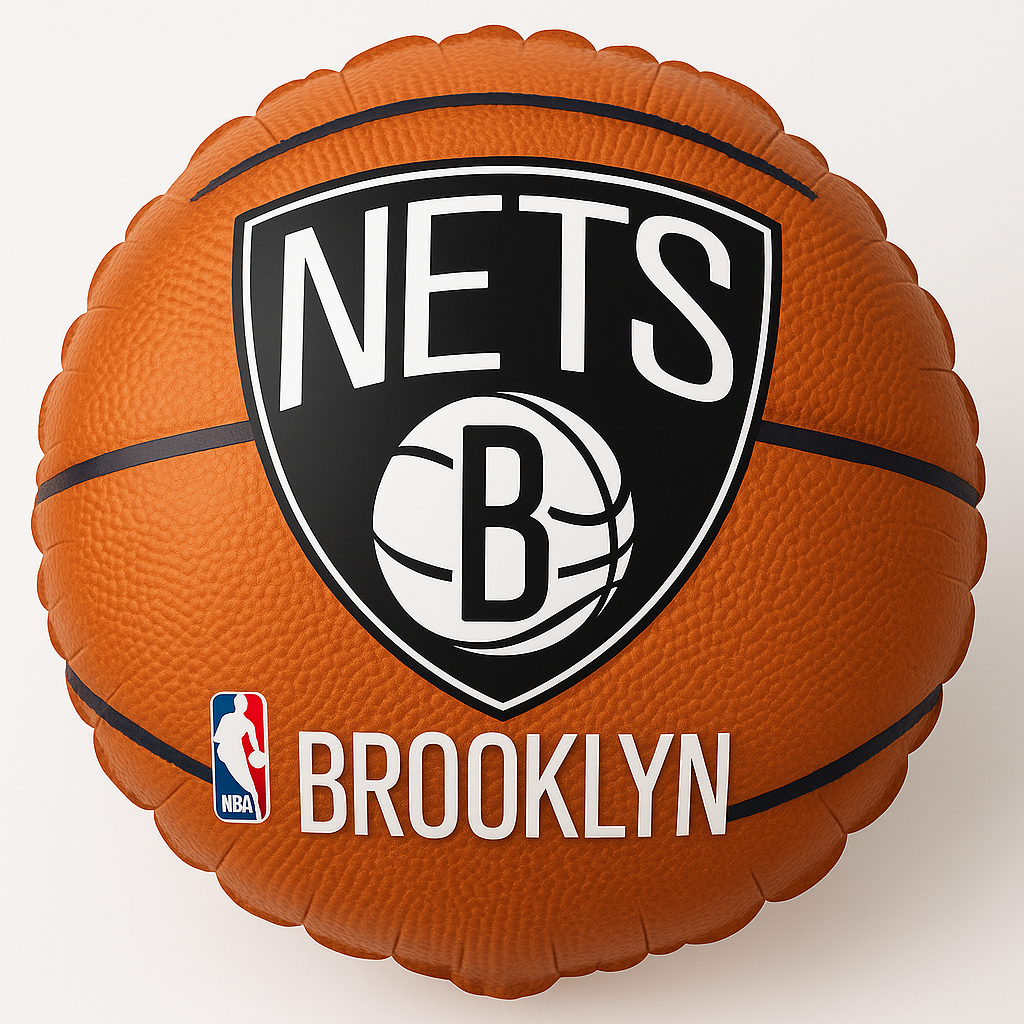 17" Brooklyn Nets Mylar Balloon - Metallic Finish