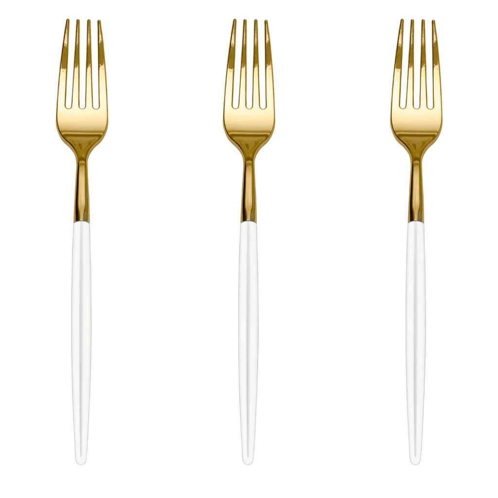 Trendables Forks White/Gold | 20 Count