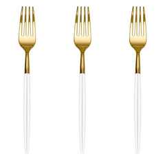 Trendables Forks White/Gold | 20 Count