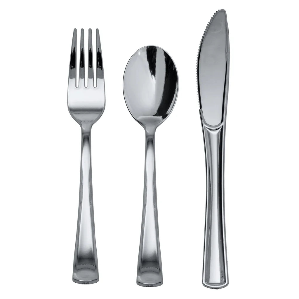 Exquisite Silver Classic Cutlery Combo | 120 Knives, 120 Spoons, 240 Forks