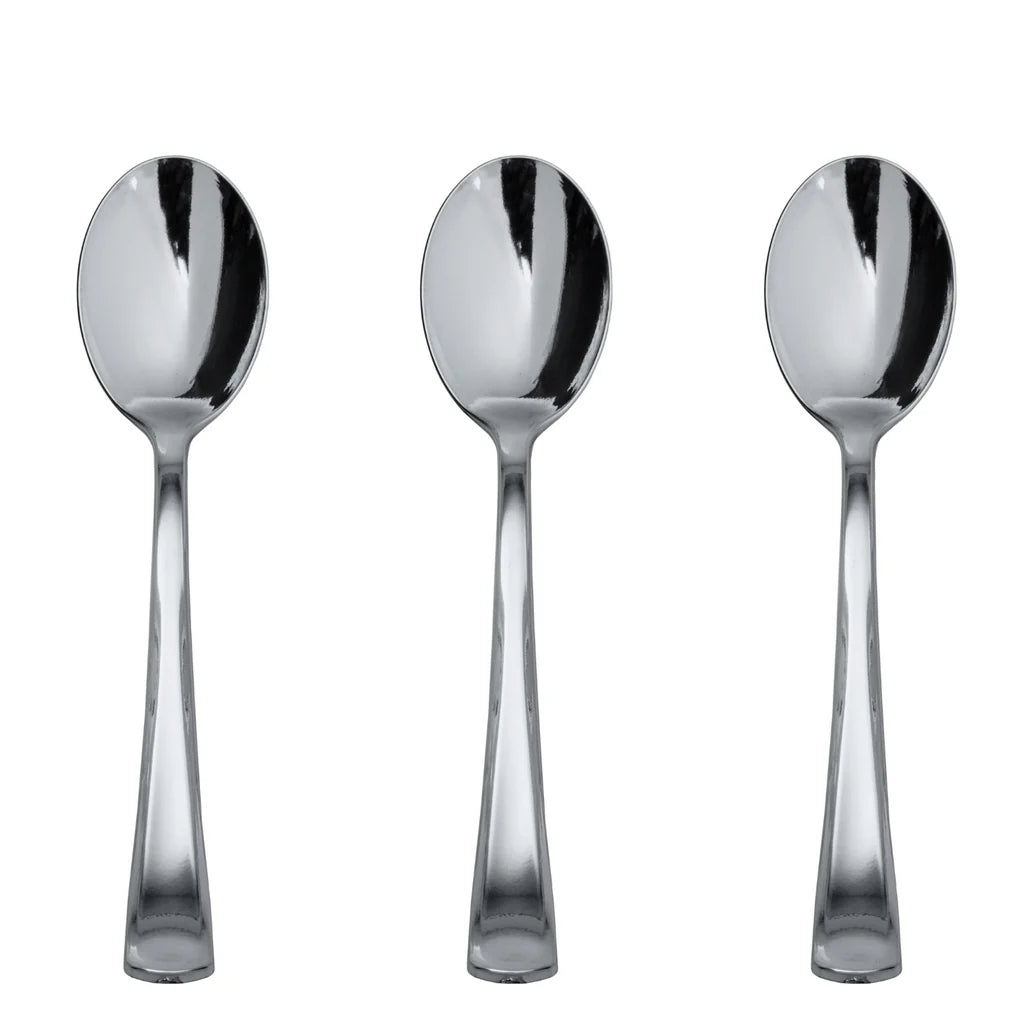 Exquisite Classic Silver Plastic Spoons | 20 Count