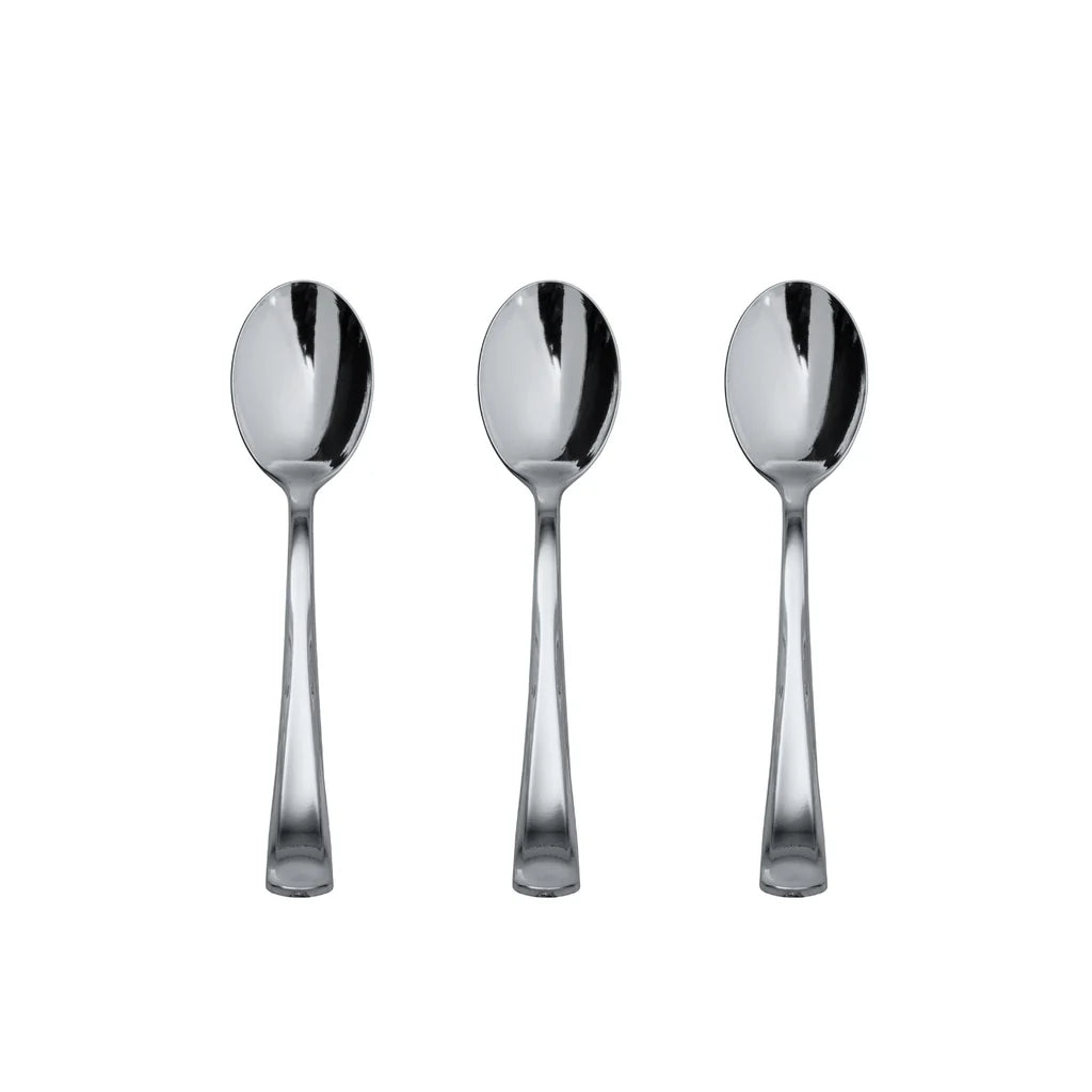 Exquisite Classic Silver Plastic Tea Spoons | 20 Count