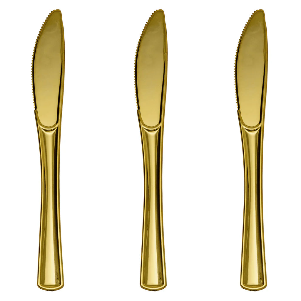 Exquisite Classic Gold Plastic Knives | 20 Count