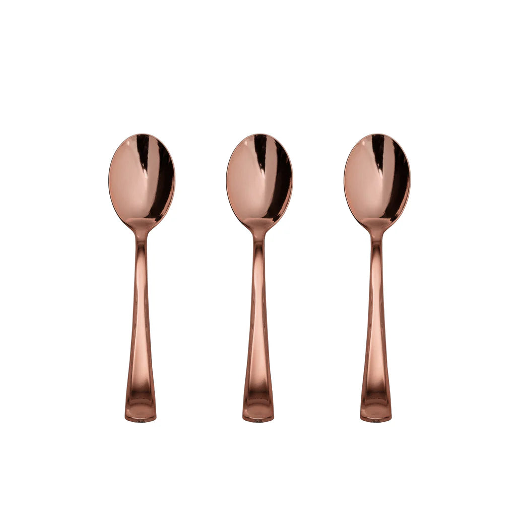 Exquisite Classic Rose Gold Plastic Tea Spoons | 20 Count