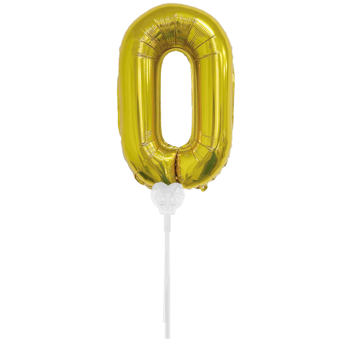 16" Gold Number -0 With Cup & Stick Balloon