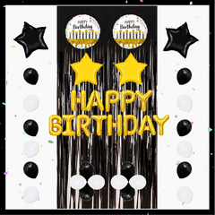 16" Happy Birthday , Total 40Pcs/Pack - Black /Gold Balloon