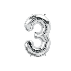 16" Silver Number -3 Balloon