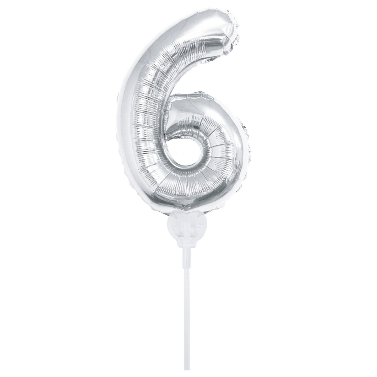 16" Silver Number -6 With Cup & Stick Balloon