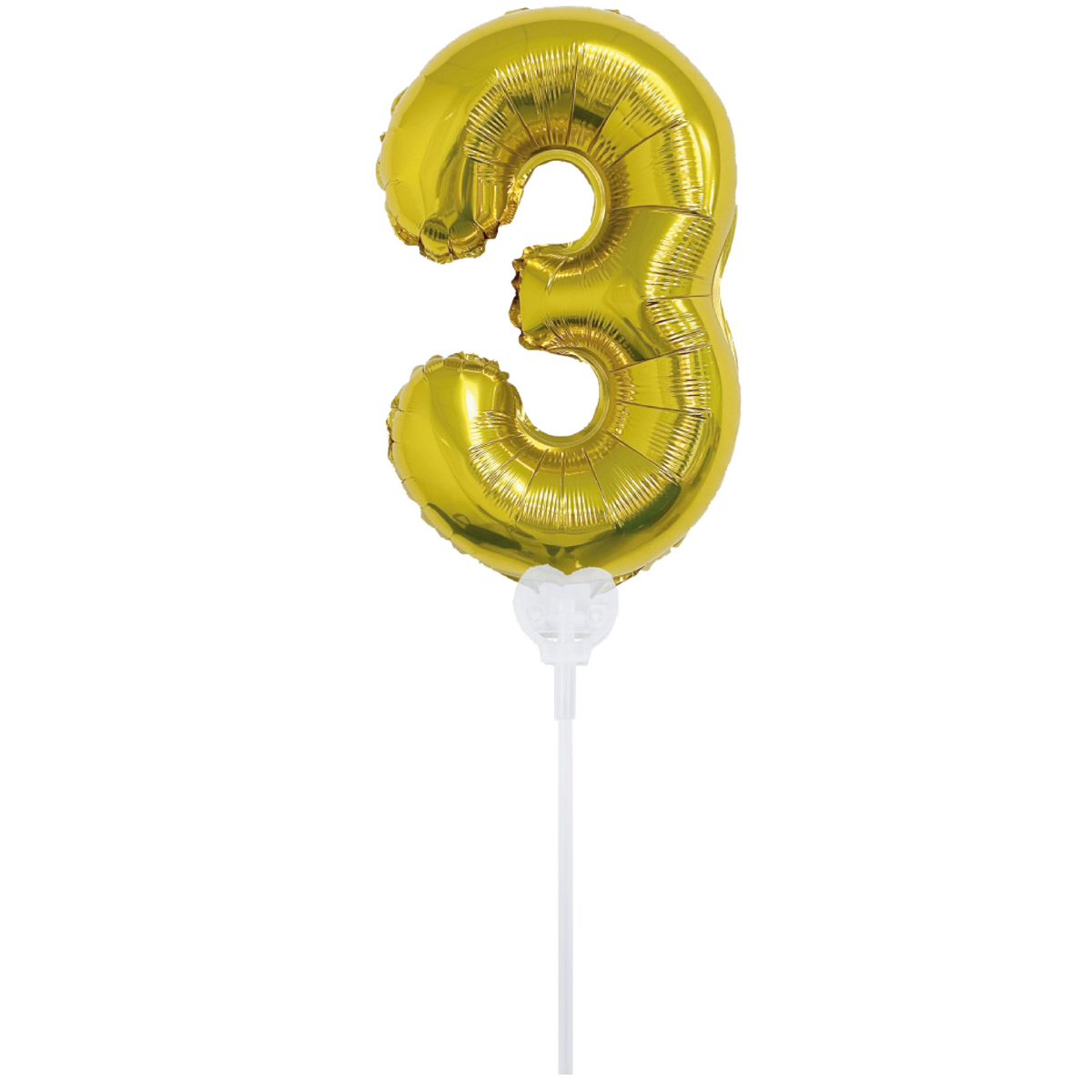 16" Gold Number -3 With Cup & Stick Balloon