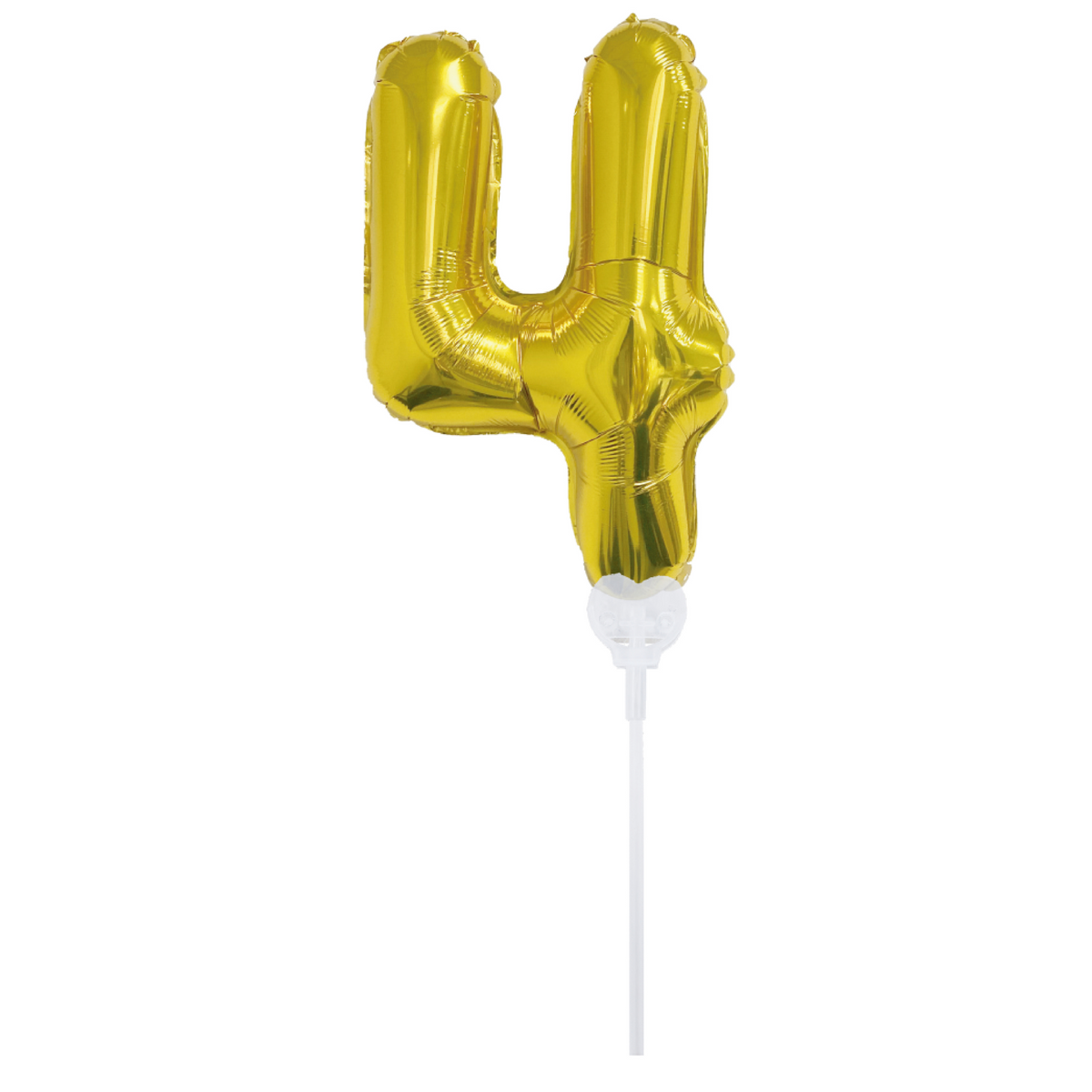 16" Gold Number -4 With Cup & Stick Balloon