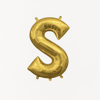 Gold Letter "S" Foil Balloon | 16" Air-Filled