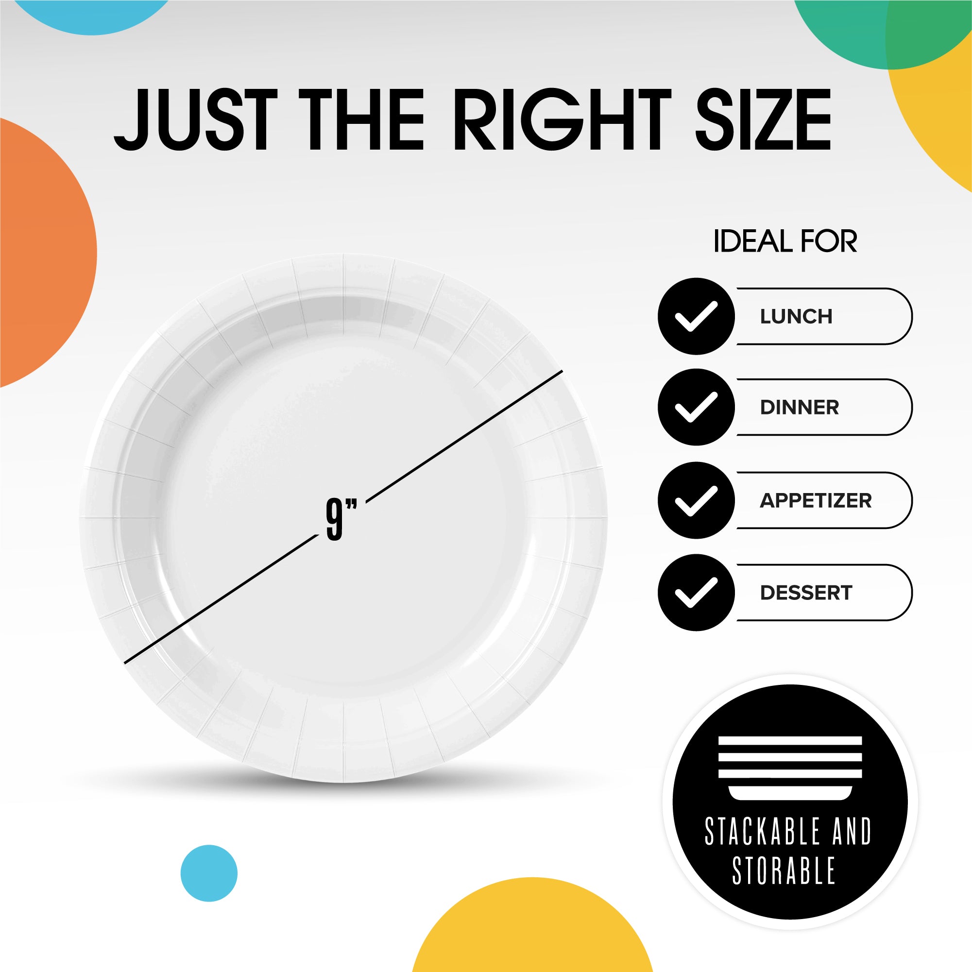 9 In. White Paper Plates - 20 Ct.