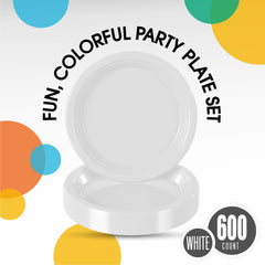 10 In. White Plastic Plates | Case of 600