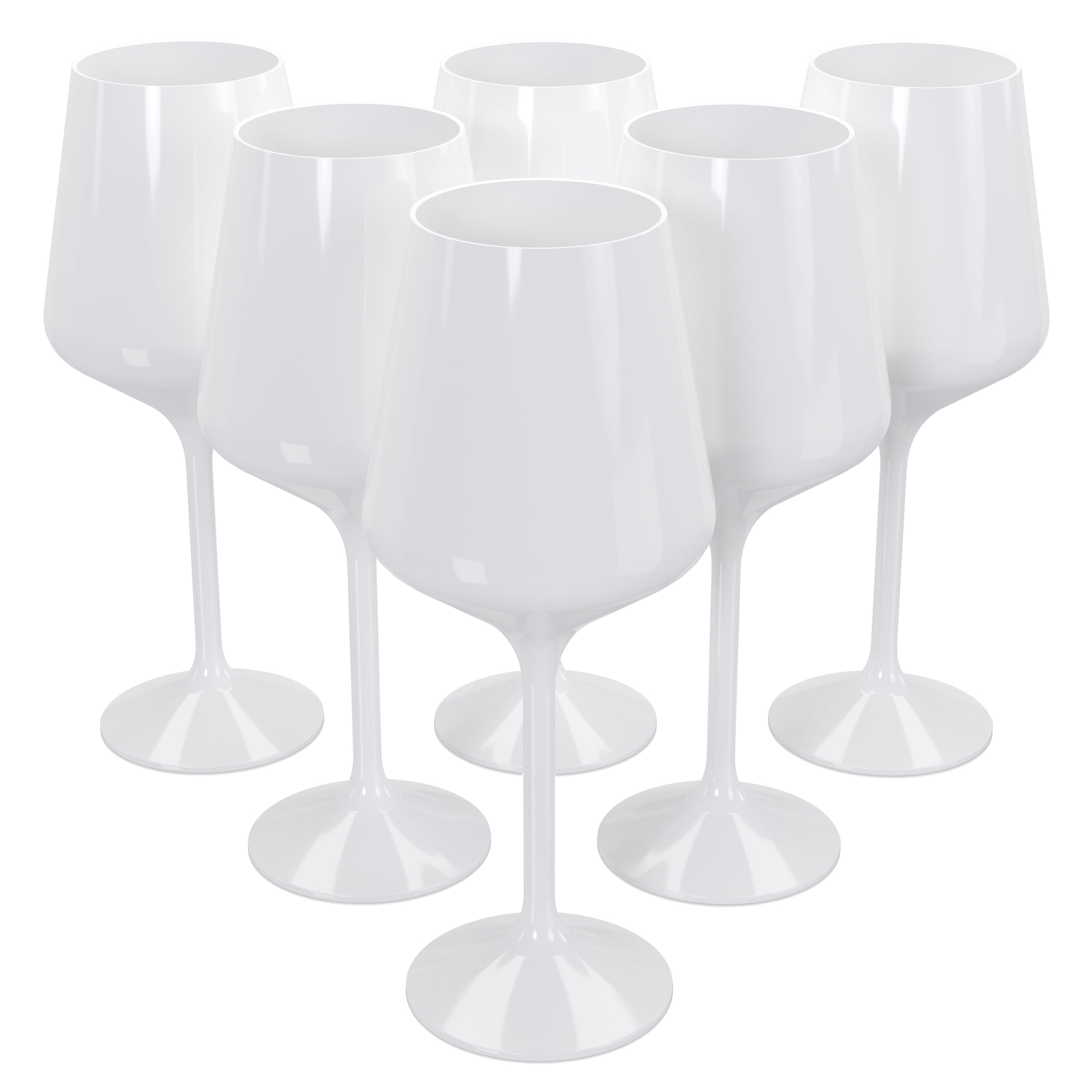 16 Oz. White Stemmed Wine Glasses | 6 Count