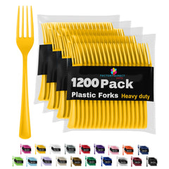 Heavy Duty Yellow Plastic Forks - 7.5 in. | Case of 1200