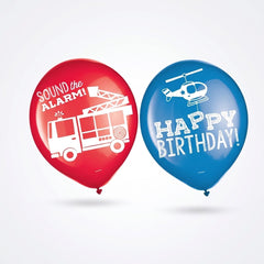 First Responders Latex Birthday Balloons - Red & Blue, 12-Inch, 6-Pack