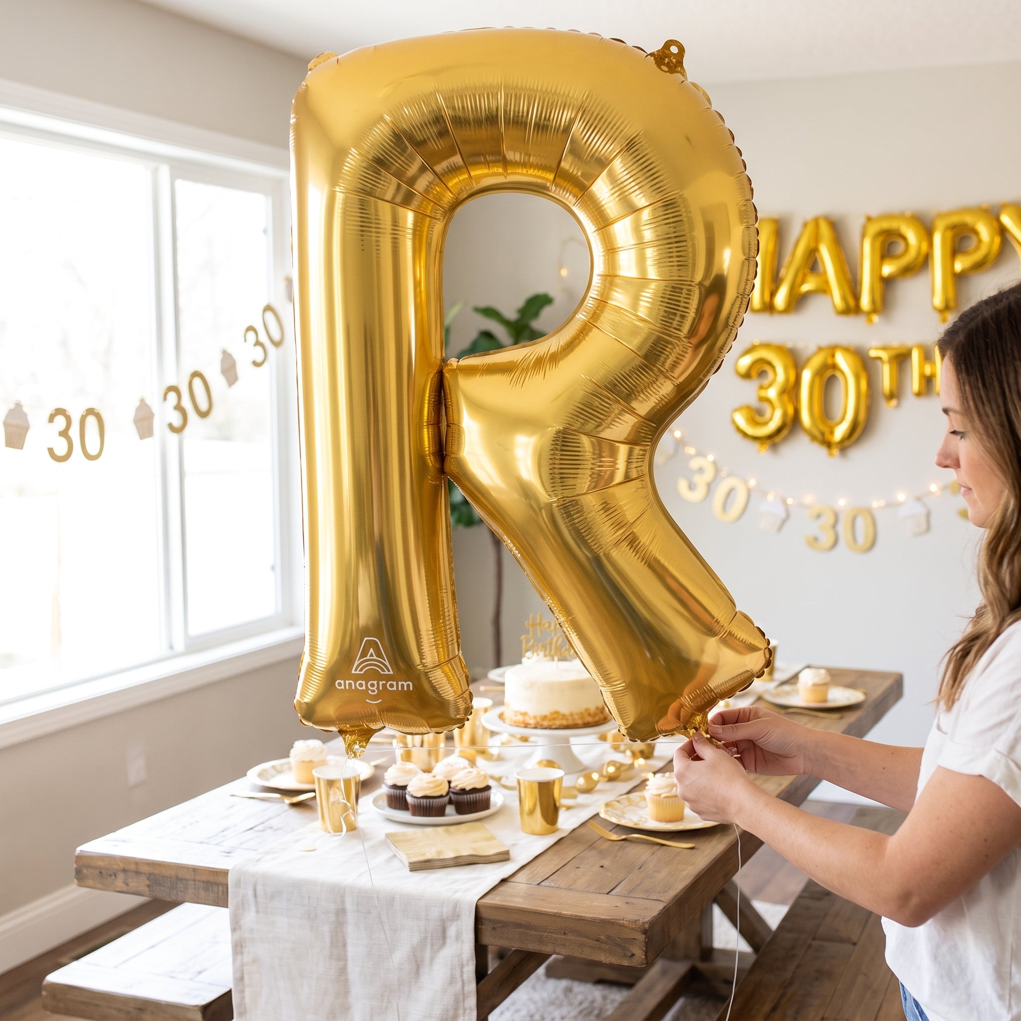 Gold Foil Letter R Balloon - Metallic Mylar Party Decor