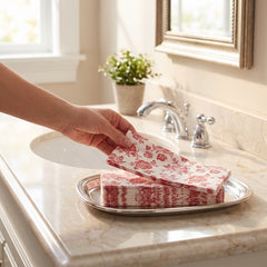 Classic Floral Red Guest Towels - 8 In. x 4 In. - 16 Pack