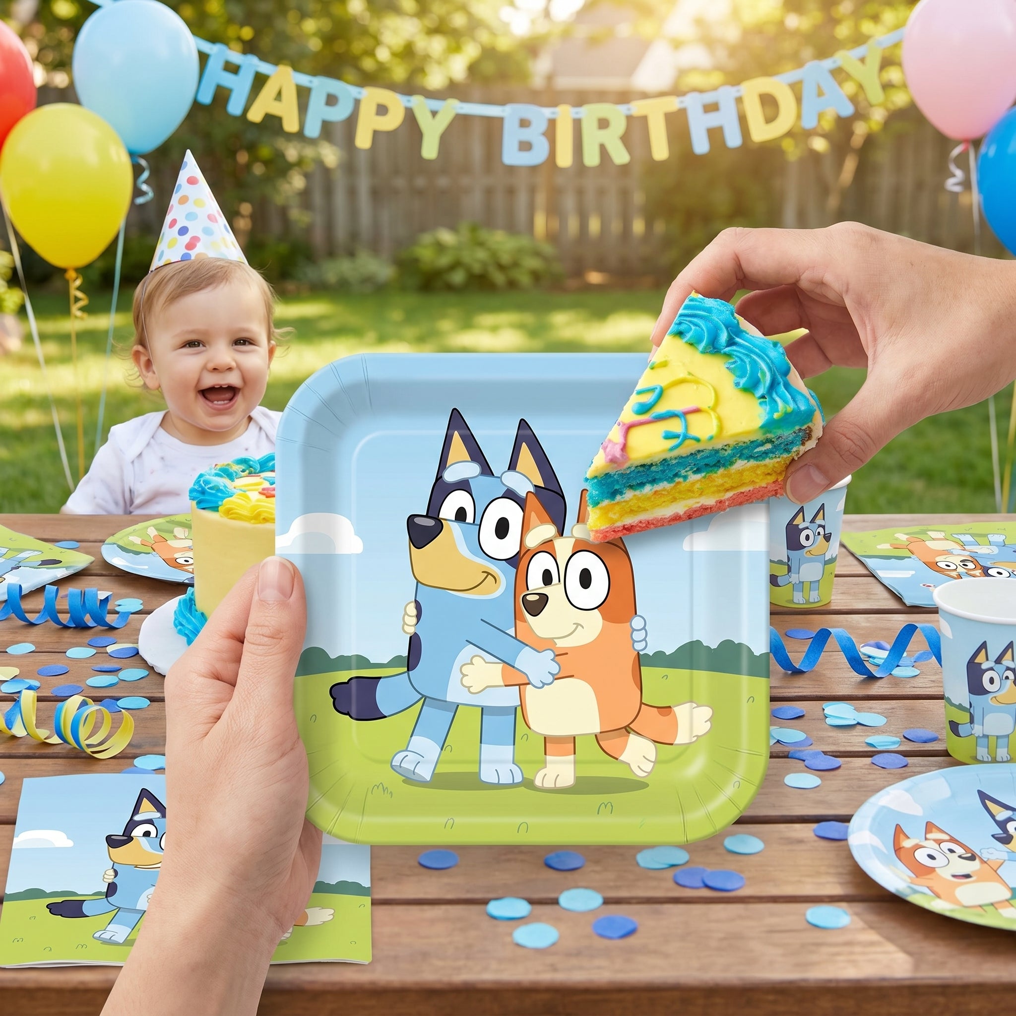 Bluey 7" Square Paper Plates - Kids Birthday Party Tableware