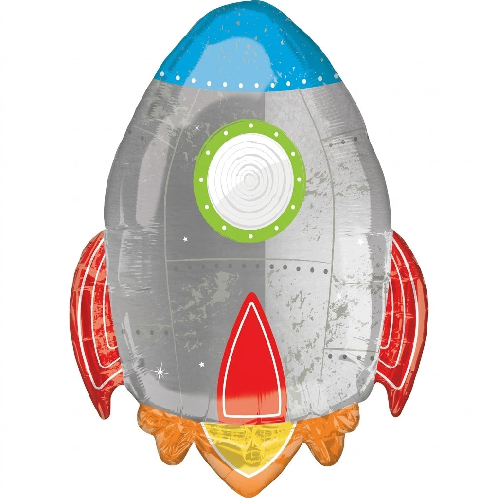 Blast Off Rocket Foil Balloon - 1st Birthday Celebration - 21" x 29"