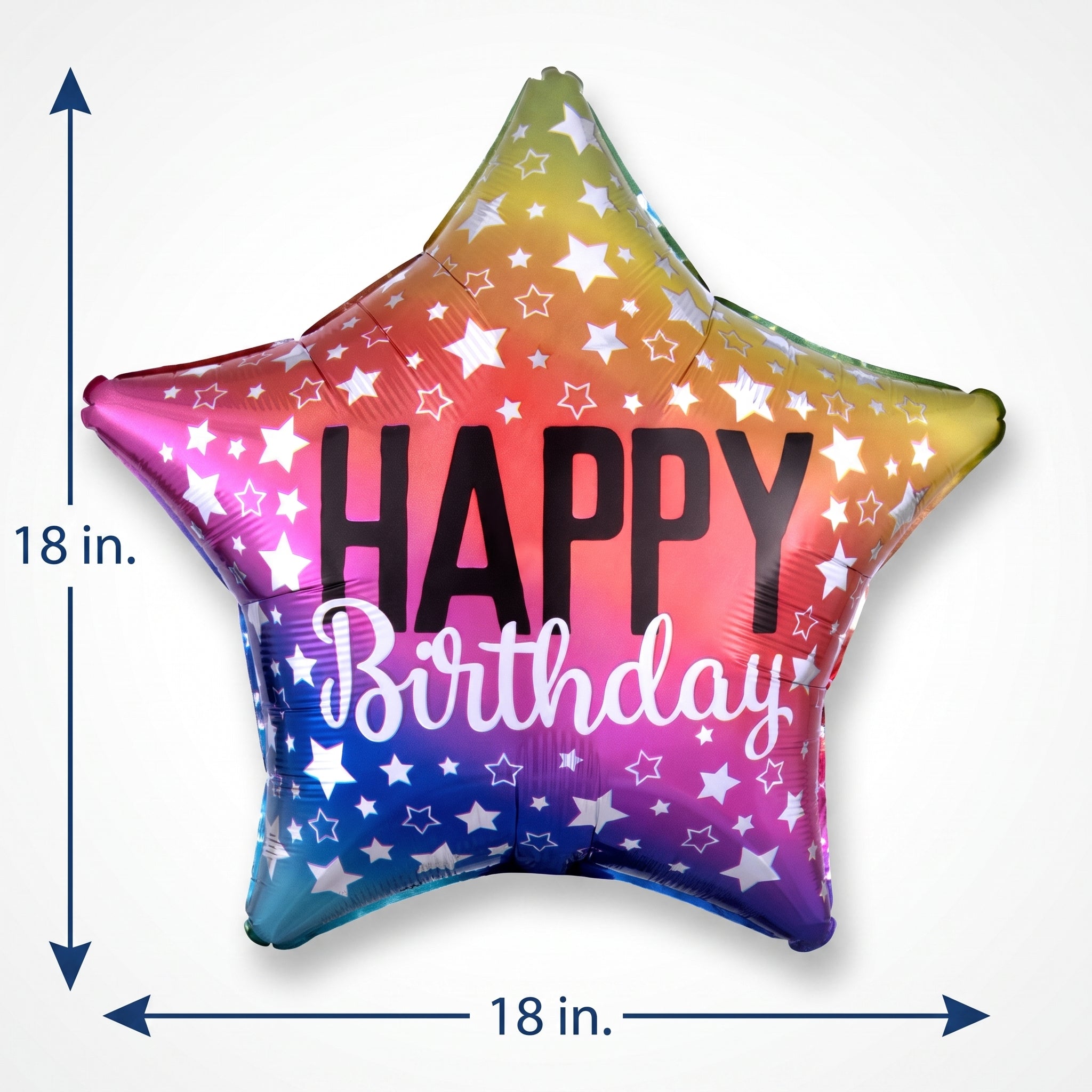 Rainbow Star Happy Birthday Foil Balloon - 18 Inch