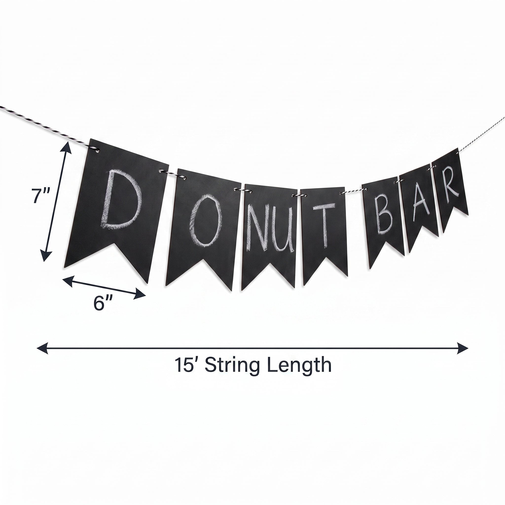 Rustic Chalkboard Pennant Banner - 15-ft, Customizable for Any Occasion