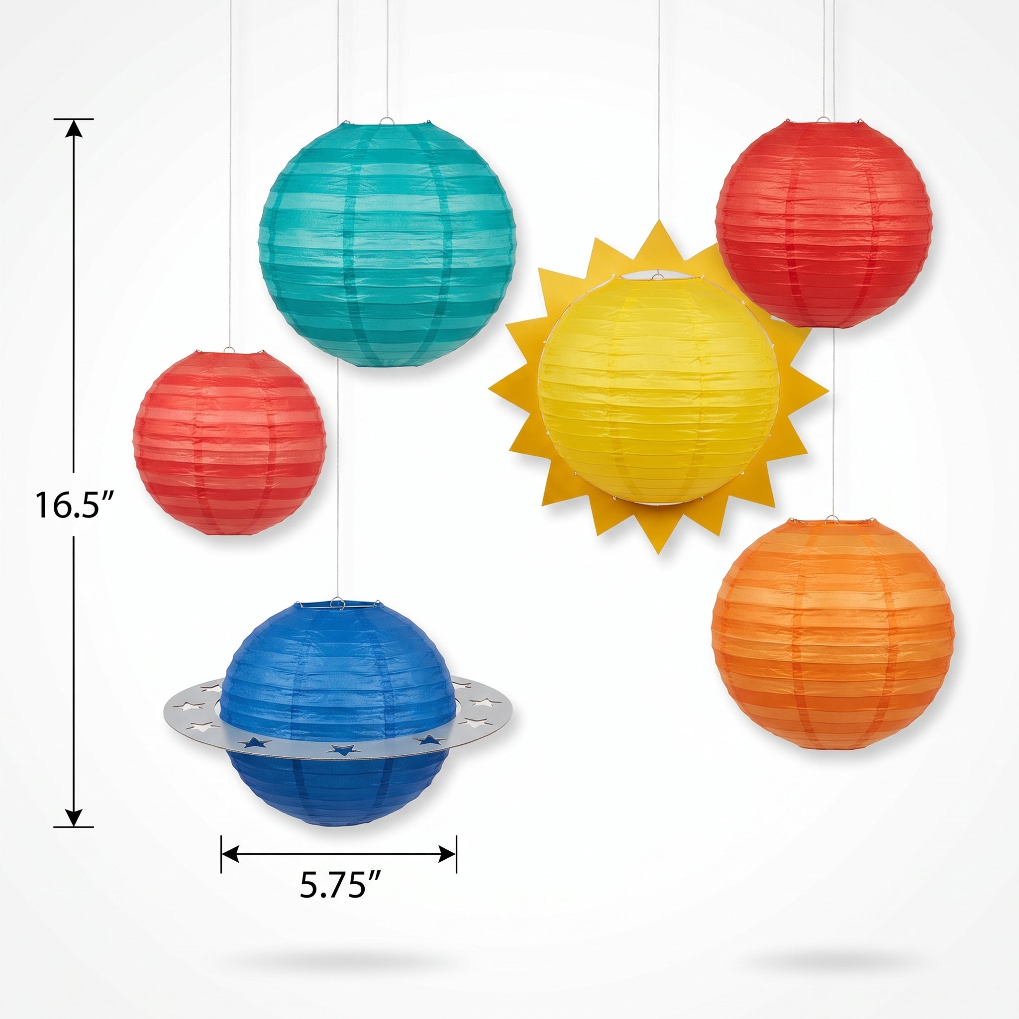 Blast Off Planet Paper Lantern Set for Baby's First Birthday