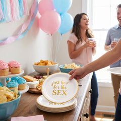 Gender Reveal Paper Plates - "Just Here for the Sex" 9-Inch