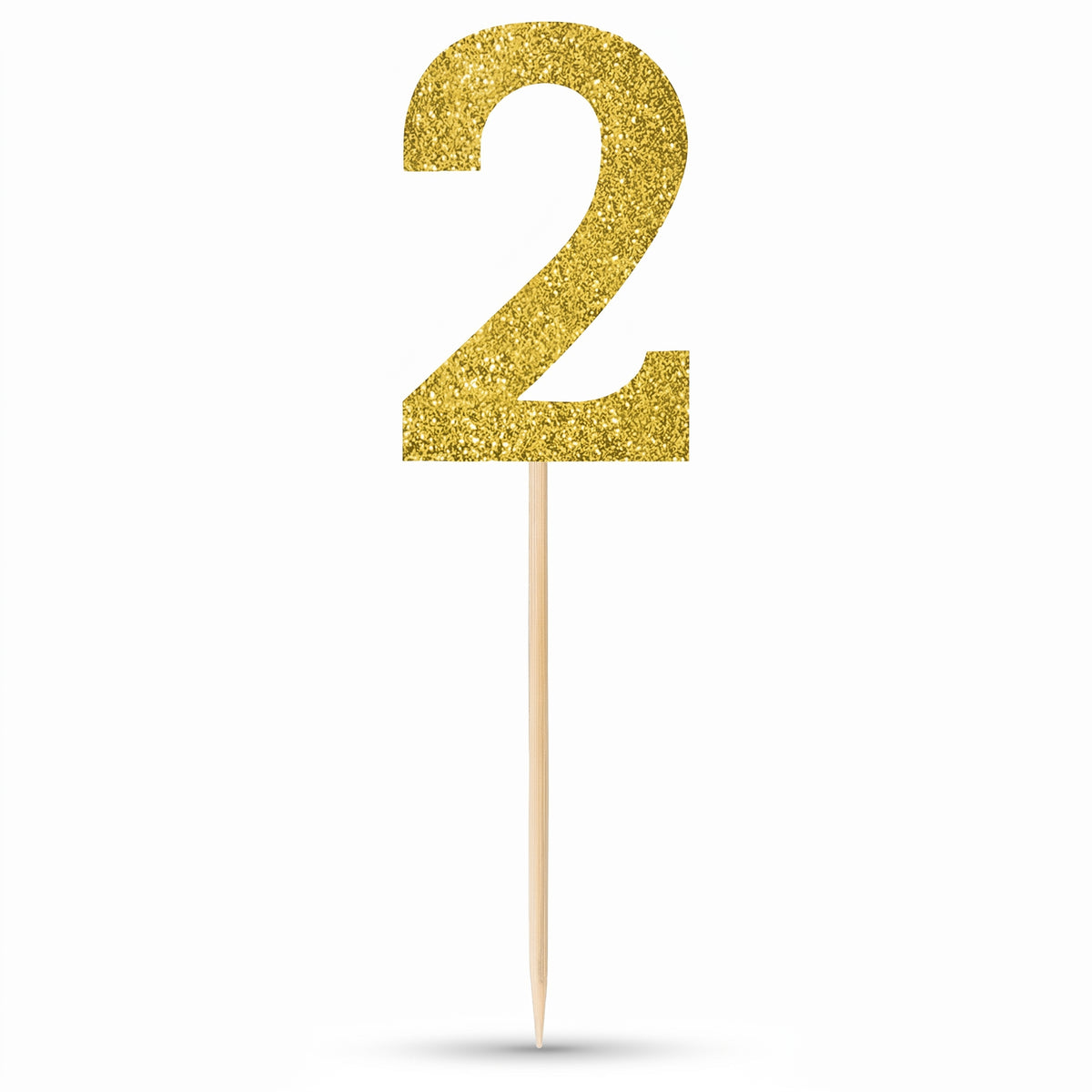 Glitter Gold Number 2 Picks - 7", 4-Pack