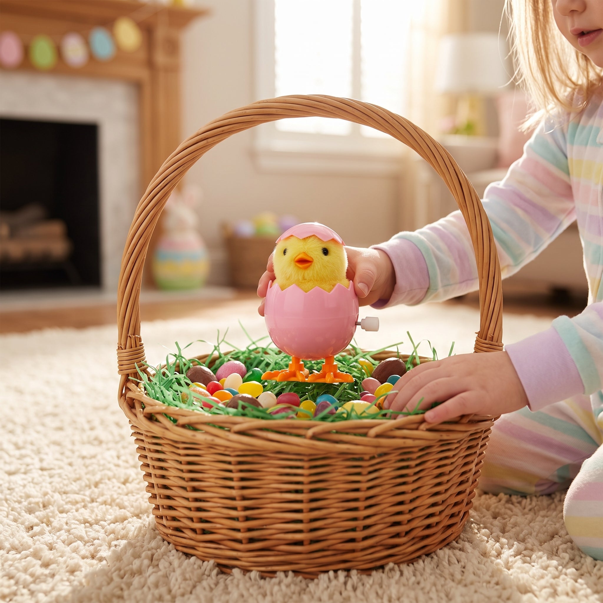 Pink Wind-Up Hatching Chick Easter Toy