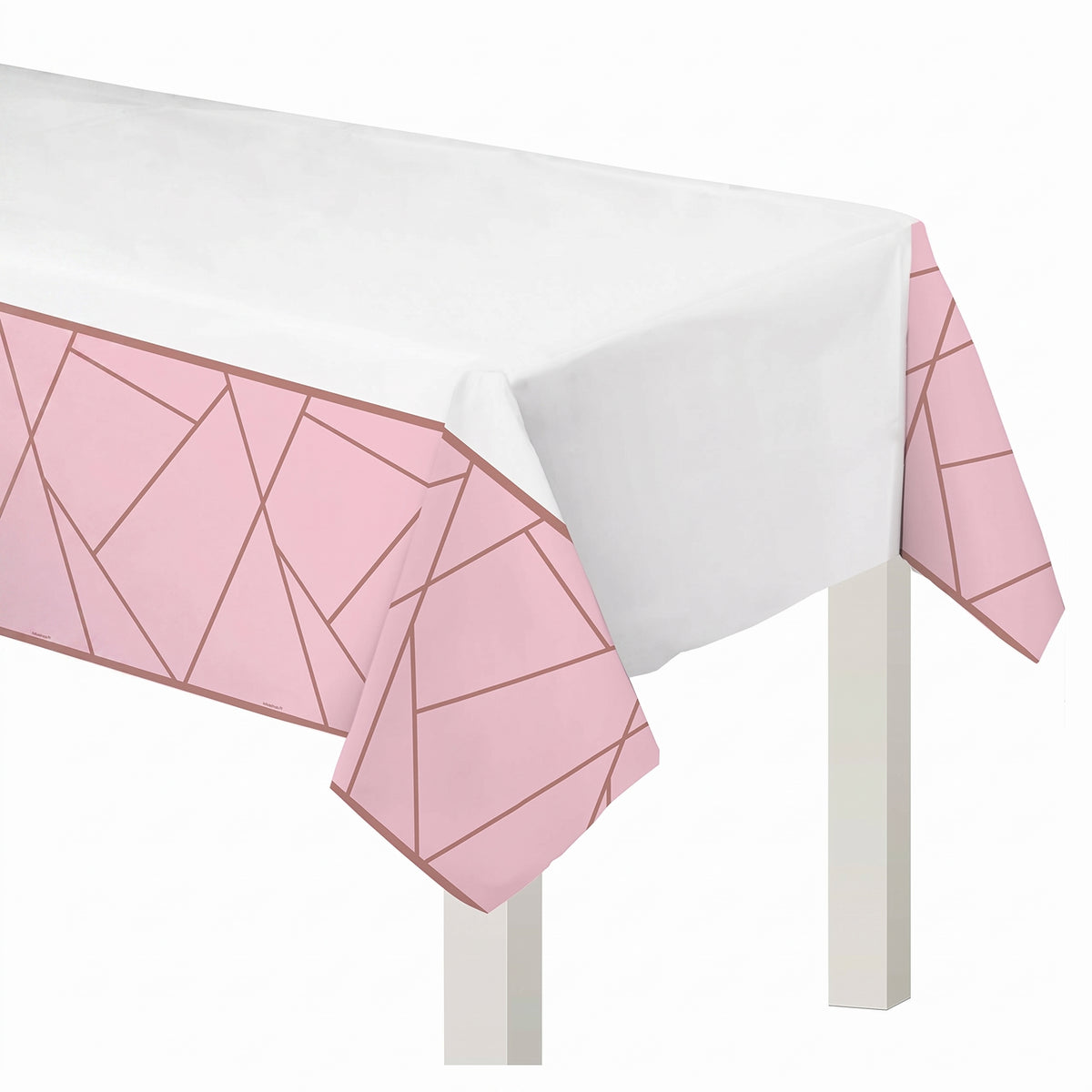 Elegant Blush and Rose Gold Geometric Plastic Table Cover