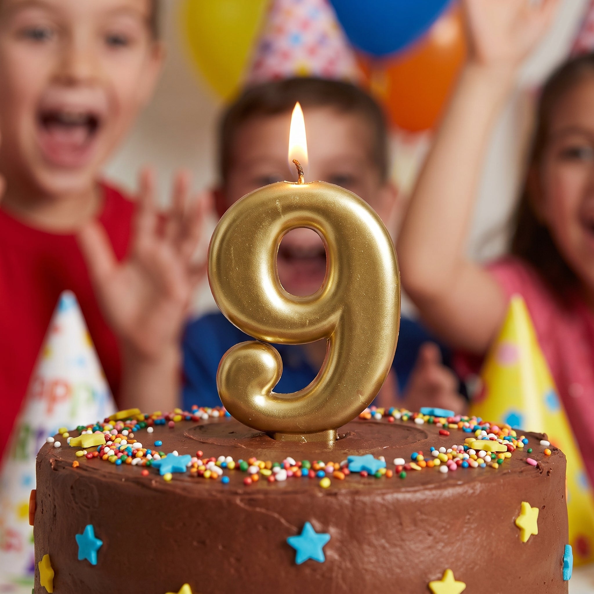 Metallic Gold Number 9 Candle