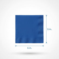 Royal Blue Beverage Napkins - Solid Color - 5 In. X 5 In.