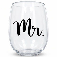 "Mr." Stemless Wine Glass - 17.9 oz Wedding Drinkware