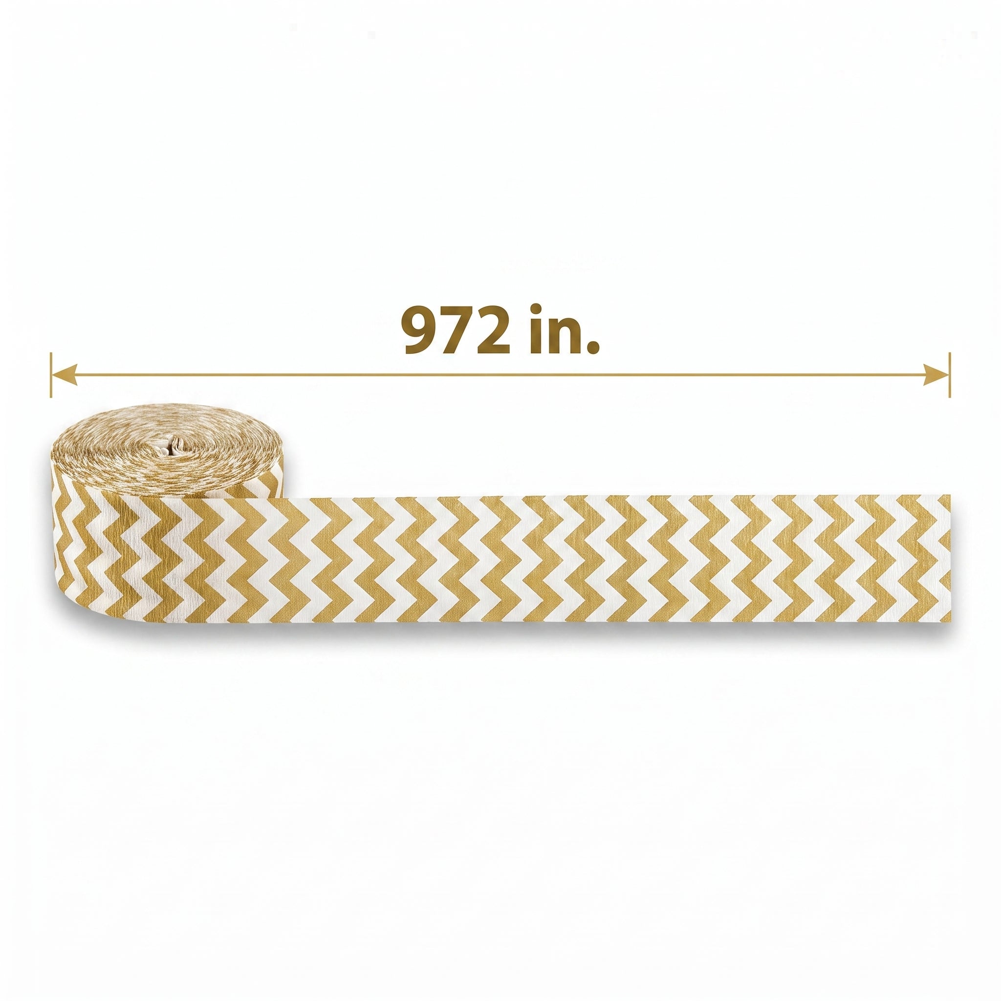 Gold Chevron Crepe Streamer - 81ft, Chic Party Decoration