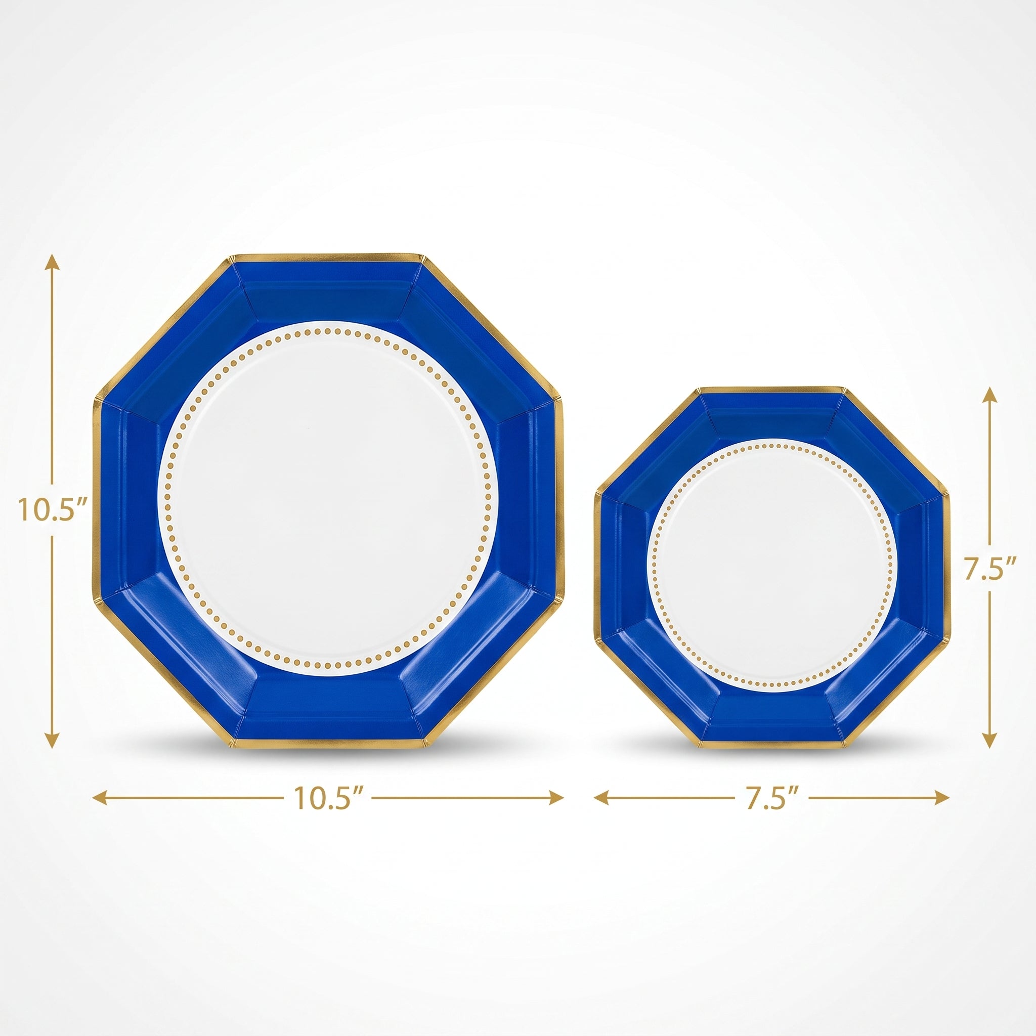 Premium Royal Blue Octagonal Paper Plates - 10.5" & 7.5