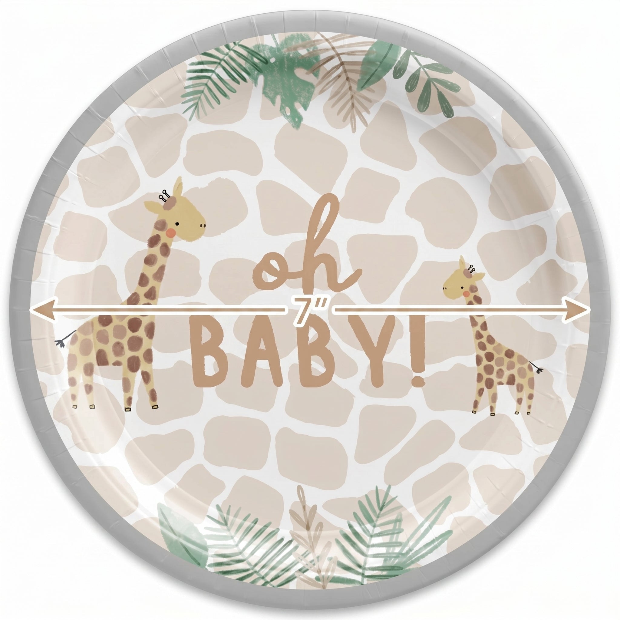 Soft Jungle 7" Round Paper Plates for Baby Shower