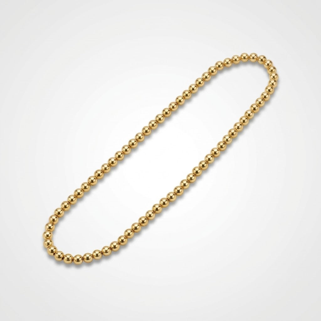 Gold Metallic Bead Necklace - 30 In.