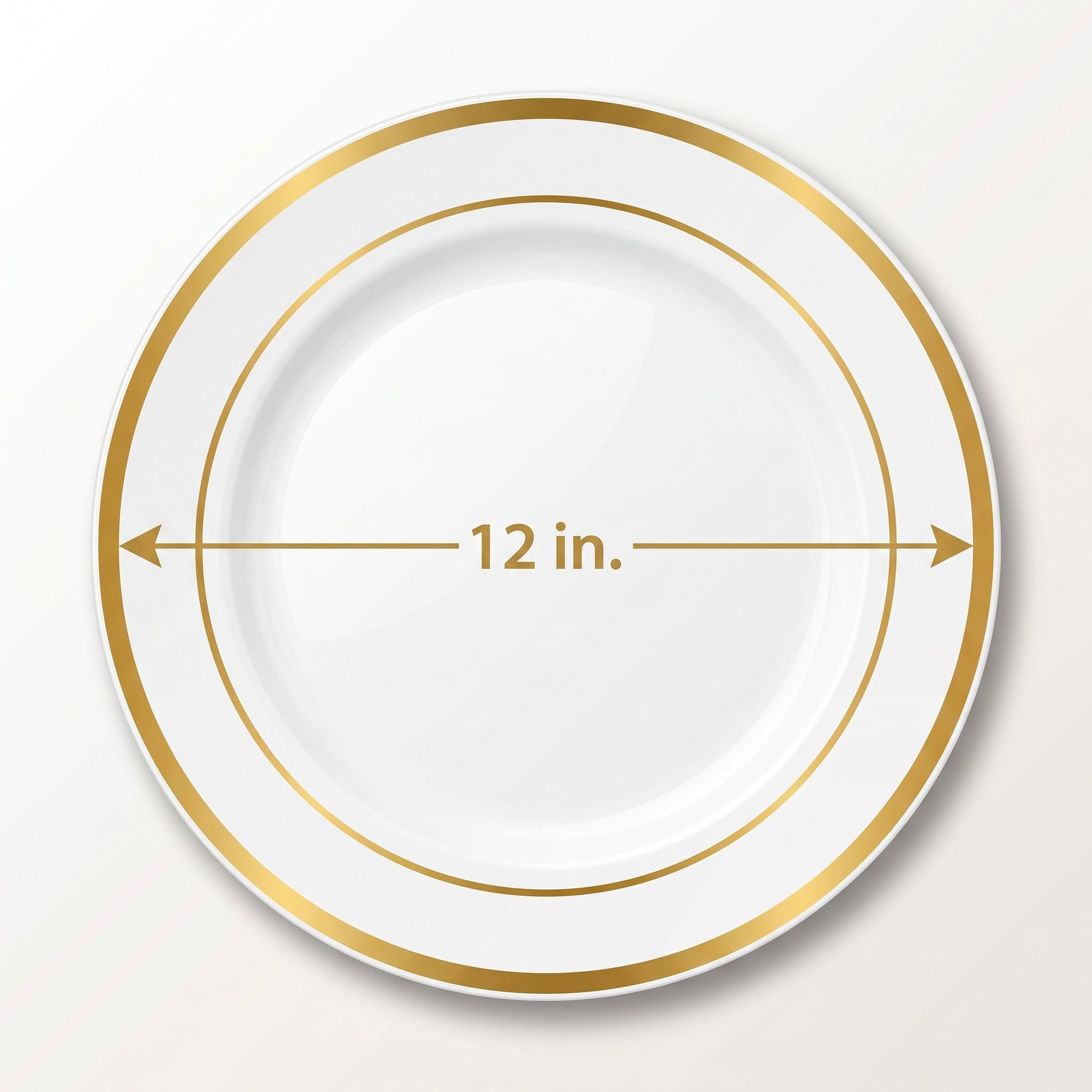 Elegant Premium White Buffet Plates with Gold Trim - 12", 10-Pack