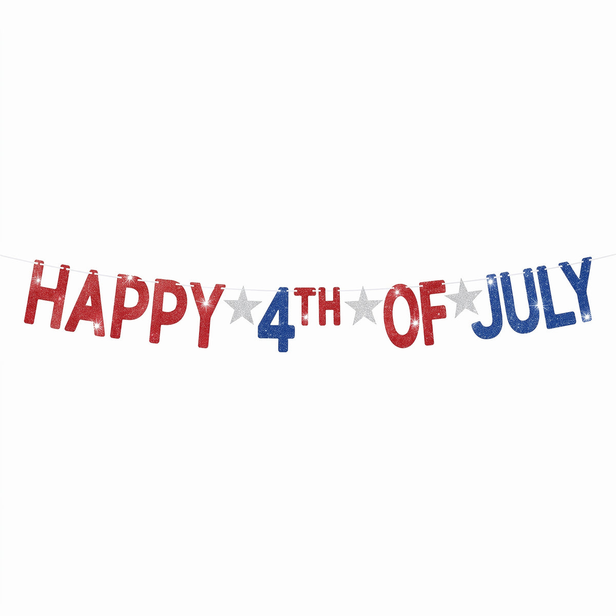 Glitter Happy 4th of July Banner