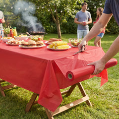 Apple Red Plastic Table Roll - 40" x 100'