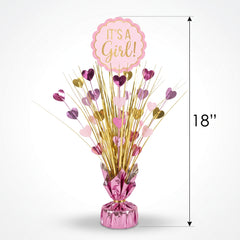 "It's a Girl!" Metallic Gold & Pink Spray Centerpiece - 18"